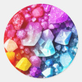 Kleurrijke Regenboog Gem Stone Rocks Ronde Sticker (Voorkant)