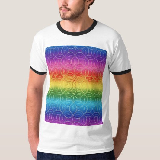 Kleurrijke regenboog geometrisch patroon ontwerp t-shirt (Voorkant)