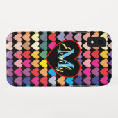 Kleurrijke regenboog Gepersonaliseerde harten Case-Mate iPhone Case (Achterkant (horizontaal))