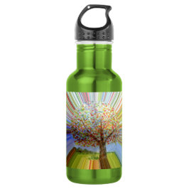 Kleurrijke Regenboog Gestreepte Herfstboom Waterfles