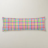 Kleurrijke Regenboog Gingham Plaid Design - Wit Lichaamskussen (Achterkant)