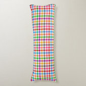 Kleurrijke Regenboog Gingham Plaid Design - Wit Lichaamskussen (Voorkant Verticaal)