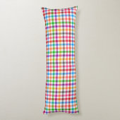 Kleurrijke Regenboog Gingham Plaid Design - Wit Lichaamskussen (Achterkant (Verticaal))