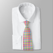 Kleurrijke Regenboog Gingham Plaid Design - Wit Stropdas (Gebonden)
