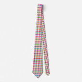 Kleurrijke Regenboog Gingham Plaid Design - Wit Stropdas (Voorkant)