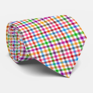 Kleurrijke Regenboog Gingham Plaid Design - Wit Stropdas