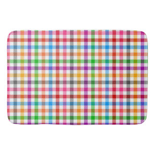 Kleurrijke Regenboog Gingham Plaid Ontwerp - Wit  Badmat