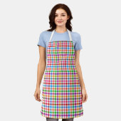Kleurrijke Regenboog Gingham Plaid Ontwerp - Wit Schort (Gedragen)