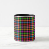 Kleurrijke Regenboog Gingham Schotse Ruit Ontwerp Mok (Midden)