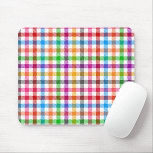 Kleurrijke Regenboog Gingham Schotse Ruit Ontwerp Muismat
