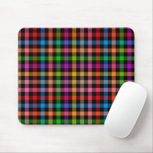 Kleurrijke Regenboog Gingham Schotse Ruit Ontwerp Muismat