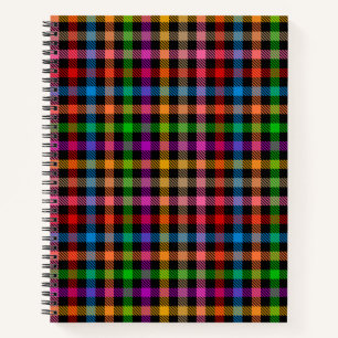 Kleurrijke Regenboog Gingham Schotse Ruit Ontwerp  Notitieboek