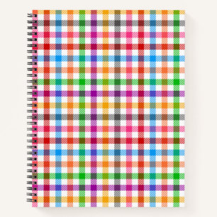 Kleurrijke Regenboog Gingham Schotse Ruit Ontwerp  Notitieboek