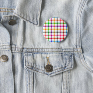 Kleurrijke Regenboog Gingham Schotse Ruit Ontwerp Ronde Button 5,7 Cm