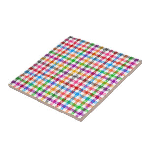 Kleurrijke Regenboog Gingham Schotse Ruit Ontwerp Tegeltje