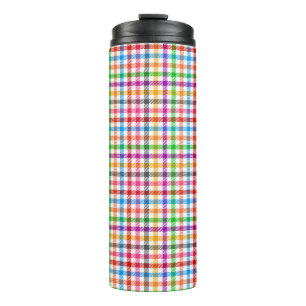 Kleurrijke Regenboog Gingham Schotse Ruit Ontwerp Thermosbeker