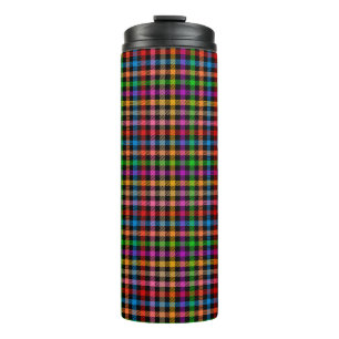 Kleurrijke Regenboog Gingham Schotse Ruit Ontwerp Thermosbeker