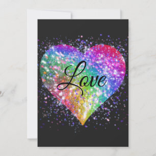Kleurrijke regenboog glinsterend glitters hart lie kaart
