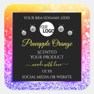Kleurrijke regenboog Glitter Black Product Labels