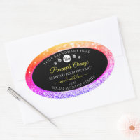 Kleurrijke regenboog Glitter Black Product Labels 