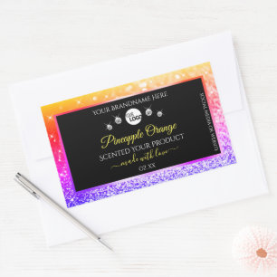 Kleurrijke regenboog Glitter Black Product Labels