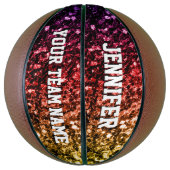 Kleurrijke Regenboog glitter sprankelt Jouw naam T Basketbal (Verticaal)