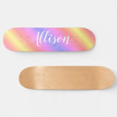 Kleurrijke regenboog Glitter Stripes Gepersonalise Persoonlijk Skateboard (Horizontaal)