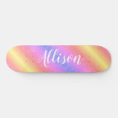 Kleurrijke regenboog Glitter Stripes Gepersonalise Persoonlijk Skateboard (Horizontaal)