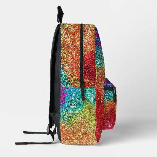 Kleurrijke Regenboog Glitterij Patroon Koele Trend Bedrukte Rugzak (Links)