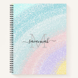 Kleurrijke regenboog glitters monogram schetsboek  notitieboek