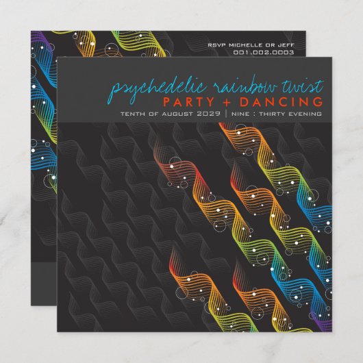 Kleurrijke Regenboog Golvende Abstracte Draai Fees Kaart (Voorkant / Achterkant)