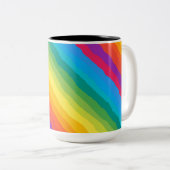 Kleurrijke regenboog golvende strepen tweekleurige koffiemok (Voorkant rechts)