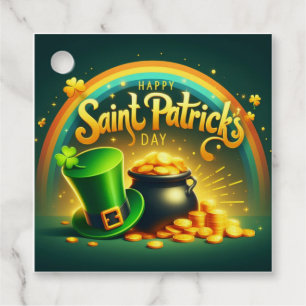 Kleurrijke regenboog goud Saint Patrick's Day Bedankjes Labels