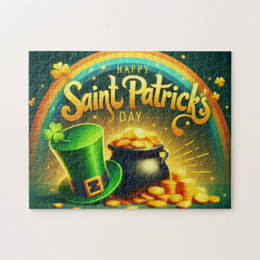 Kleurrijke regenboog goud Saint Patrick's Day Legpuzzel (Horizontaal)