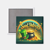 Kleurrijke regenboog goud Saint Patrick's Day Magneet (Voorkant / Achterkant)
