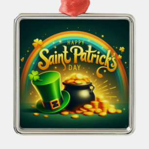 Kleurrijke regenboog goud Saint Patrick's Day Metalen Ornament