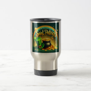 Kleurrijke regenboog goud Saint Patrick's Day Reisbeker