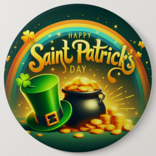 Kleurrijke regenboog goud Saint Patrick's Day Ronde Button 6,0 Cm