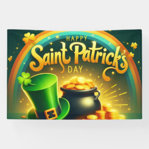 Kleurrijke regenboog goud Saint Patrick's Day Spandoek
