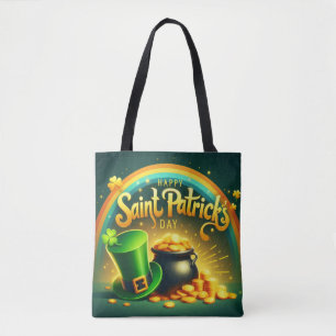 Kleurrijke regenboog goud Saint Patrick's Day Tote Bag