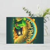 Kleurrijke regenboog gouden St. Patrick's Day Feestdagenkaart (Staand voorkant)