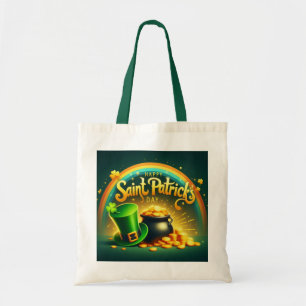 Kleurrijke regenboog gouden St. Patrick's Day Tote Bag