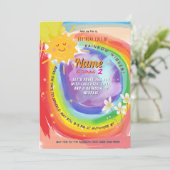 Kleurrijke regenboog grillige partij verjaardag kaart (Staand voorkant)