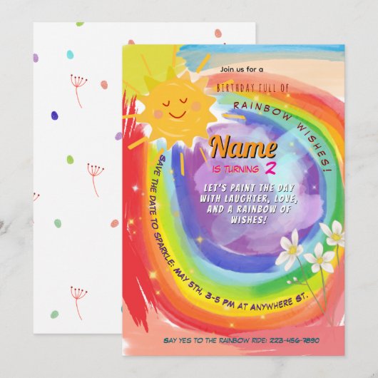 Kleurrijke regenboog grillige partij verjaardag kaart (Voorkant / Achterkant)