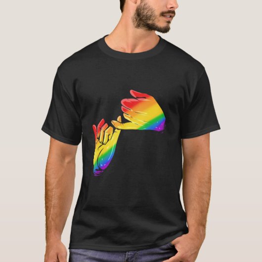 Kleurrijke Regenboog Handen Pinky Swear Belofte LG T-shirt (Voorkant)