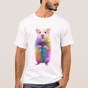 Kleurrijke Regenboog Harige Hamster Portret Mannen T-shirt