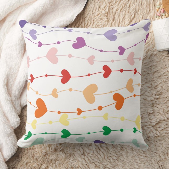 Kleurrijke Regenboog Hart Garland Patroon Kussen (Deken)