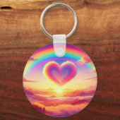 Kleurrijke Regenboog & Hart Sleutelhanger (Achterkant)