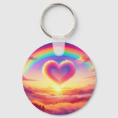 Kleurrijke Regenboog & Hart Sleutelhanger (Achterkant)