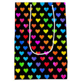 Kleurrijke regenboog harten band patroon medium cadeauzakje (Achterkant)